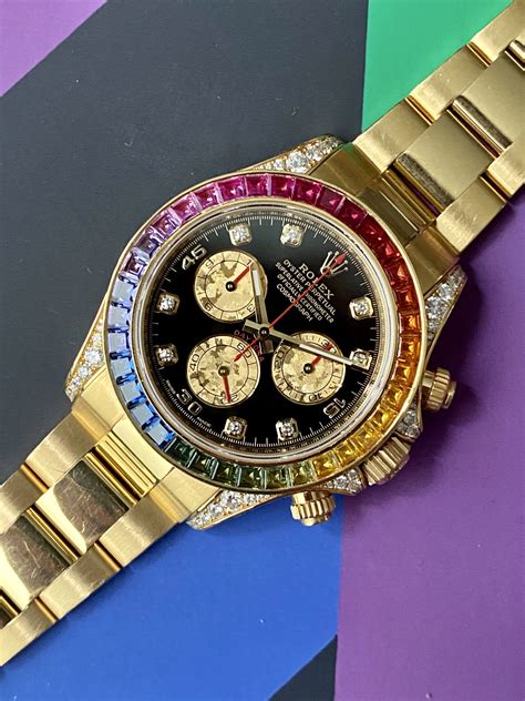 rolex rainbow daytona yellow gold|rolex daytona acciaio usato.